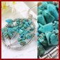 Turquoise Blue Howlite Tree Form Wire Wrap Pendant Necklace