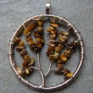 Tiger's Eye Tree Form Wire Wrap Pendant Necklace