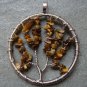 Tiger's Eye Tree Form Wire Wrap Pendant Necklace