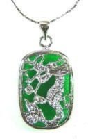 Silver Jade Dragon Pendant Necklace