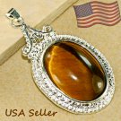 Silver Tiger's Eye Pendant Necklace [style4]