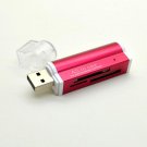 1pc Red USB2.0 Multi Memory Card Reader for Micro SD M2 MMC SDHC MS
