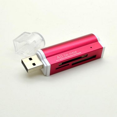 1pc Red USB2.0 Multi Memory Card Reader for Micro SD M2 MMC SDHC MS