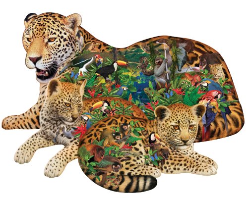 Rainforest Jaguar - 1,000 piece Shaped SunsOut puzzle - for Ages 12+