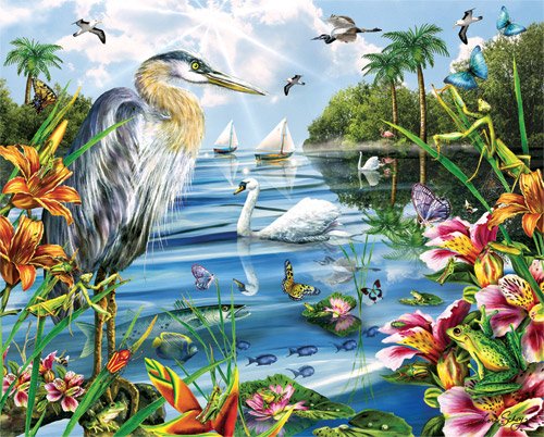 Blue Heron & Friends - 1,000 piece White Mountain puzzle - for Ages 12+