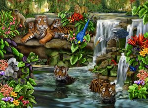 Tiger Falls - 500 piece Ravensburger puzzle - for Ages 12+