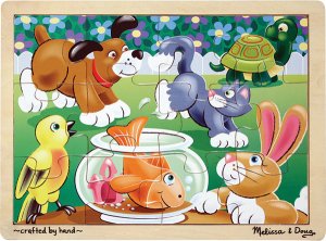 Playful Pets - 12 piece wooden Melissa & Doug jigsaw puzzle - Ages 3+