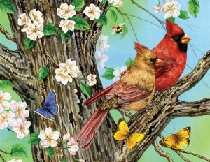 A Cardinal Pair - 1,000 Large Piece SunsOut puzzle - for Ages 12+