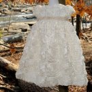 White Rosette Handmade Christening Baby Blessng Baptismal Gown Sz 7