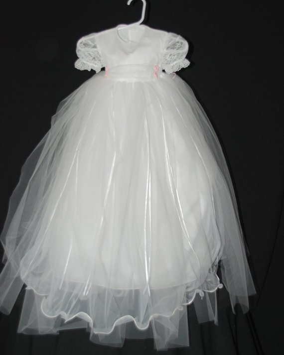 Rachel Custom Cotton and Tulle Tutu Style Christening Gown 0-3 Months