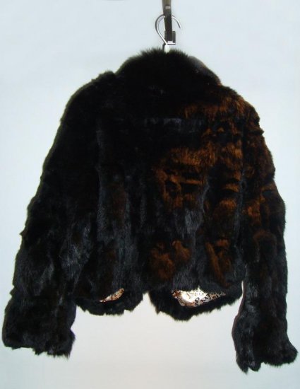 Black Rabbit Fur Coat With Fox Collar