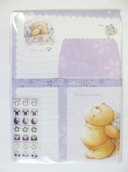 Cute Purple Forever Friend Bear Breakfast On Bed Hallmark Korea Letter Set