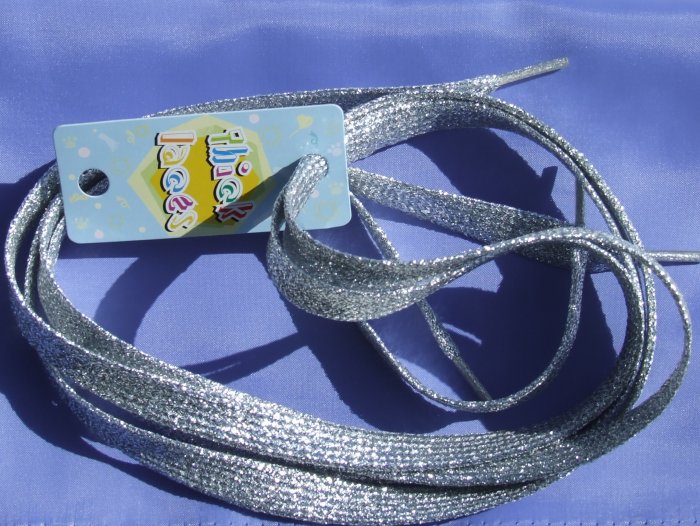 Silver Glitter Shoelaces, Silver Metallic Shoelaces 43" (43 inch)