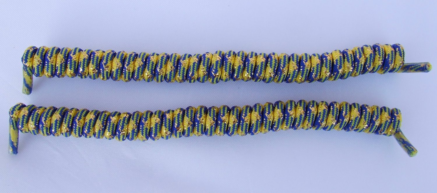 Blue and Yellow Curly Laces, U Of M 