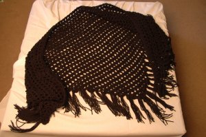 Black Evening Shawl With Fringe