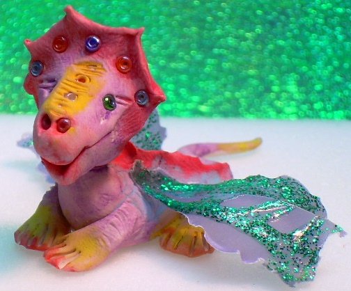 Handcrafted Original Art Sculpture Polymer Clay Dragon ITEM#PR0093