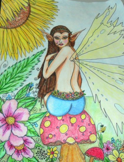 Color Pencil Drawing Original Art 9inx12in (22.9cmx30.5cm) Title In the Garden print