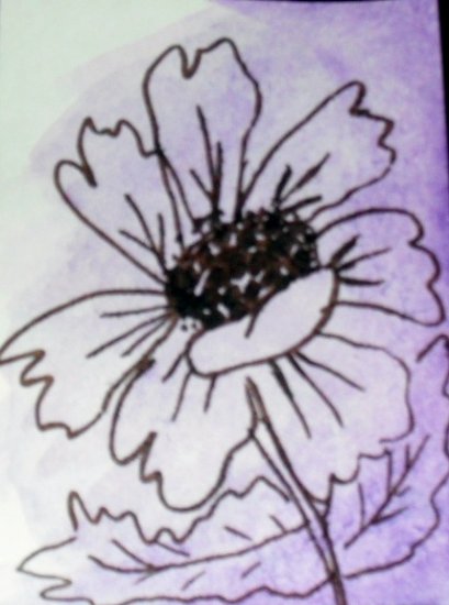 ACEO Original Art Card the size 3.5 inches by 2.5 inches of a trading card Title Flowers3