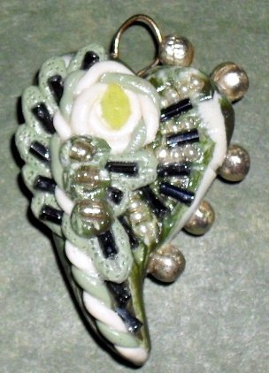 Handcrafted Original Art Sculpture Polymer Clay Jewelry Heart Brooch PR00577