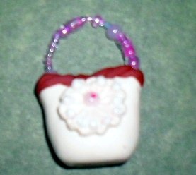 Handcrafted Original Art Sculpture Polymer Clay Miniature HandBag Pendant CR00832