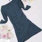 OL V-neck ruffles black/blue cotton dress/top SZ L/XL