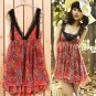 New double v-neck flowers red mini chiffon dress size XS/S