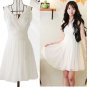 New double v-neck long back zip party chiffon dress white size S