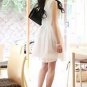 New double v-neck long back zip party chiffon dress white size S