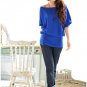 Sexy off-shoulder buttons womens cotton top/blouse t-shirt one size