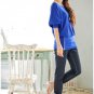 Sexy off-shoulder buttons womens cotton top/blouse t-shirt one size