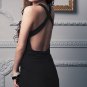 Sexy v-neck dimond brooch backless mini dress top one size