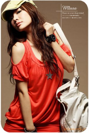 Sexy off-shoulder womens cotton top/blouse t-shirt mini dress