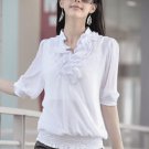 NWT Chic ruffles see-through chiffon tops blouse size S