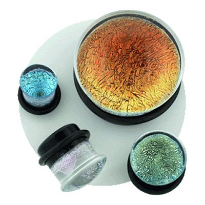 Crystal Dichro Pyrex Single Domed Plug with Dichro Colors