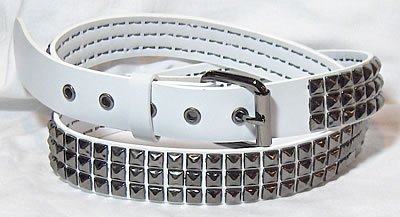 3 Row Pewter Pyramid White Belt