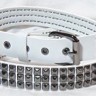 3 Row Pewter Pyramid White Belt