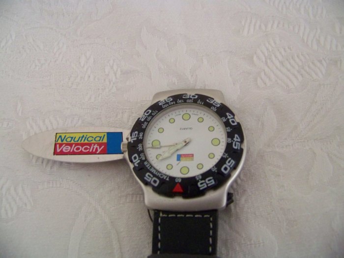 Men's Nautical Velocity Leather Wristband Watch