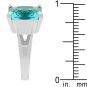 Princess Cut Aquamarine Crystal Solitaire Ring in Rhodium White Gold Silver Tone