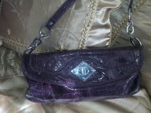KATE LANDRY MAROON LEATHER SNAKESKIN HANDBAG