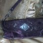 KATE LANDRY MAROON LEATHER SNAKESKIN HANDBAG