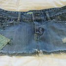 HOLLISTER SURF CO MICRO MINI JEAN SKIRT DISTRESSED BEADS SEQUINS CUTE! sz 0