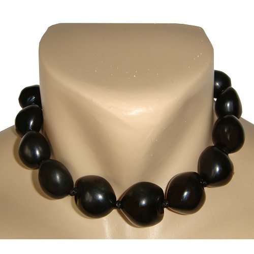 Hawaiian Black Kukui Nut Shell 16" Choker Necklace