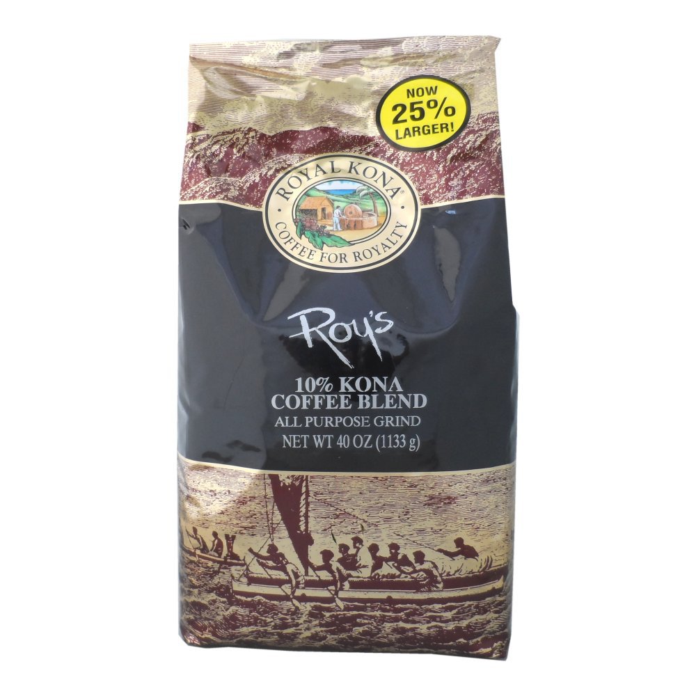 Roy's 10 Kona Hawaiian Coffee Blend All Purpose Grind 2.5 lbs (40 oz) bag