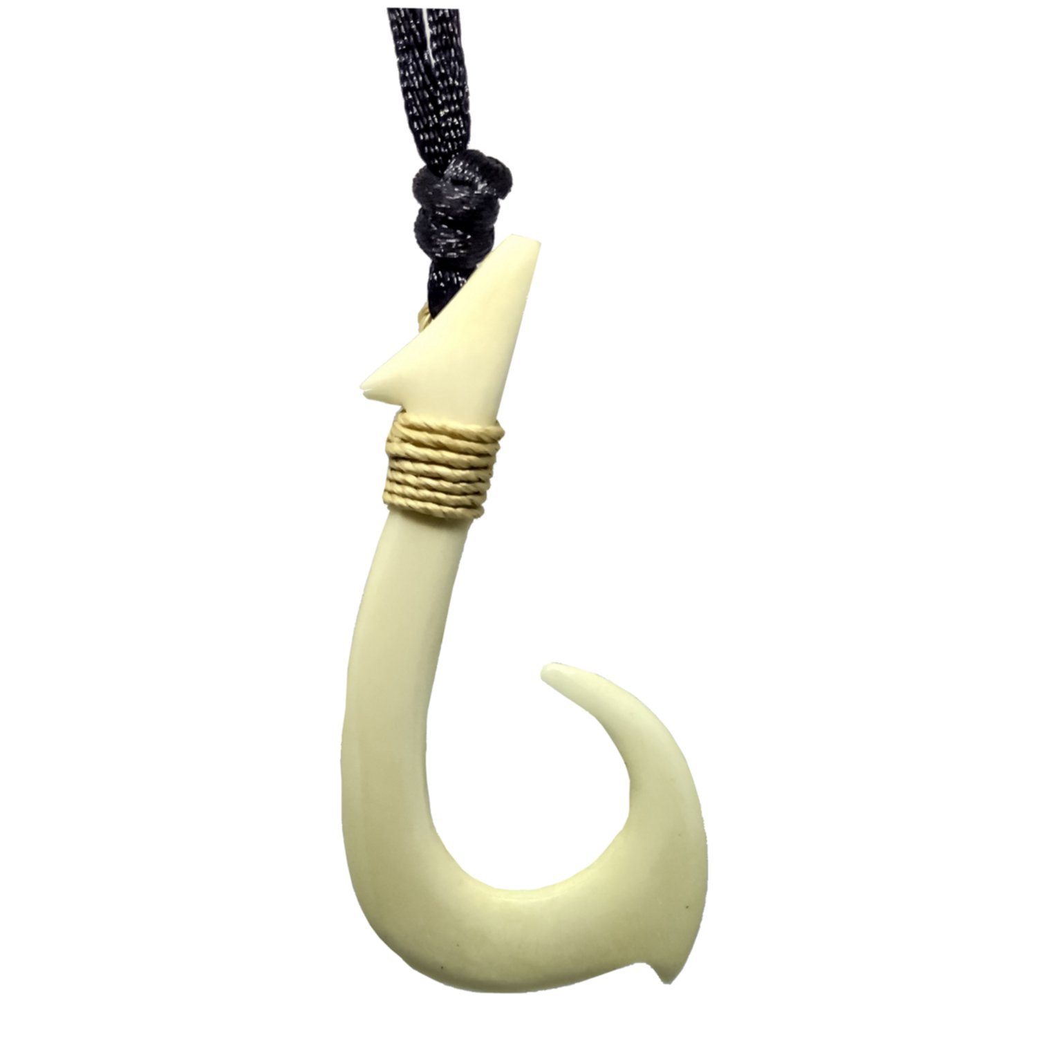 Hawaiian Jewelry Large Bone Fish Hook Pendant Necklace