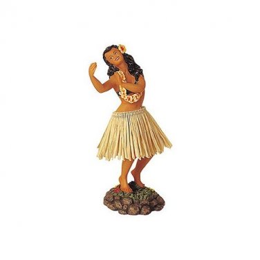 Hawaiian Leilani Hula Girl Dance Pose Brown Skirt Dashboard Doll