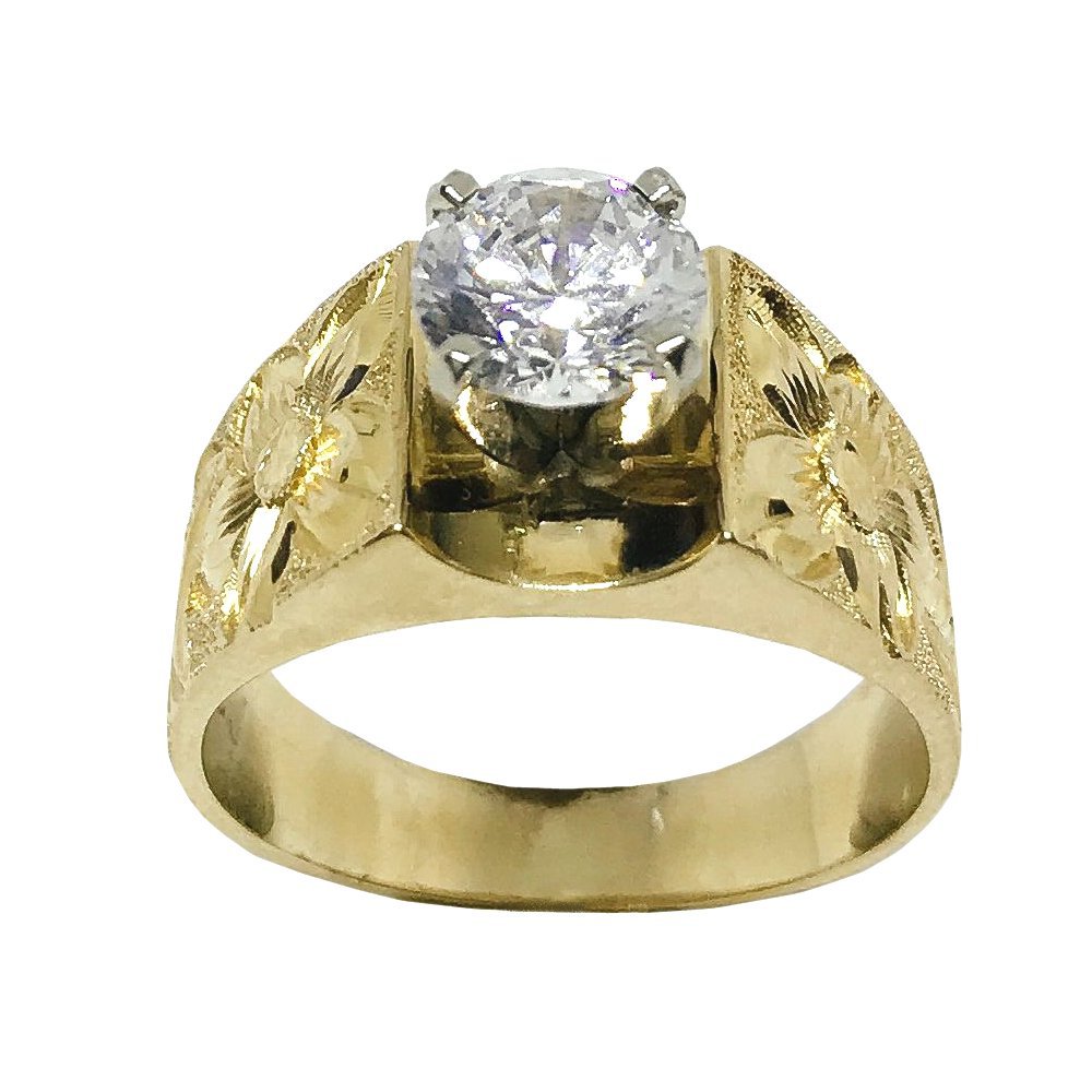 Hawaiian Heirloom Jewelry 14k Yellow Gold Cubic Zirconia Wedding ...