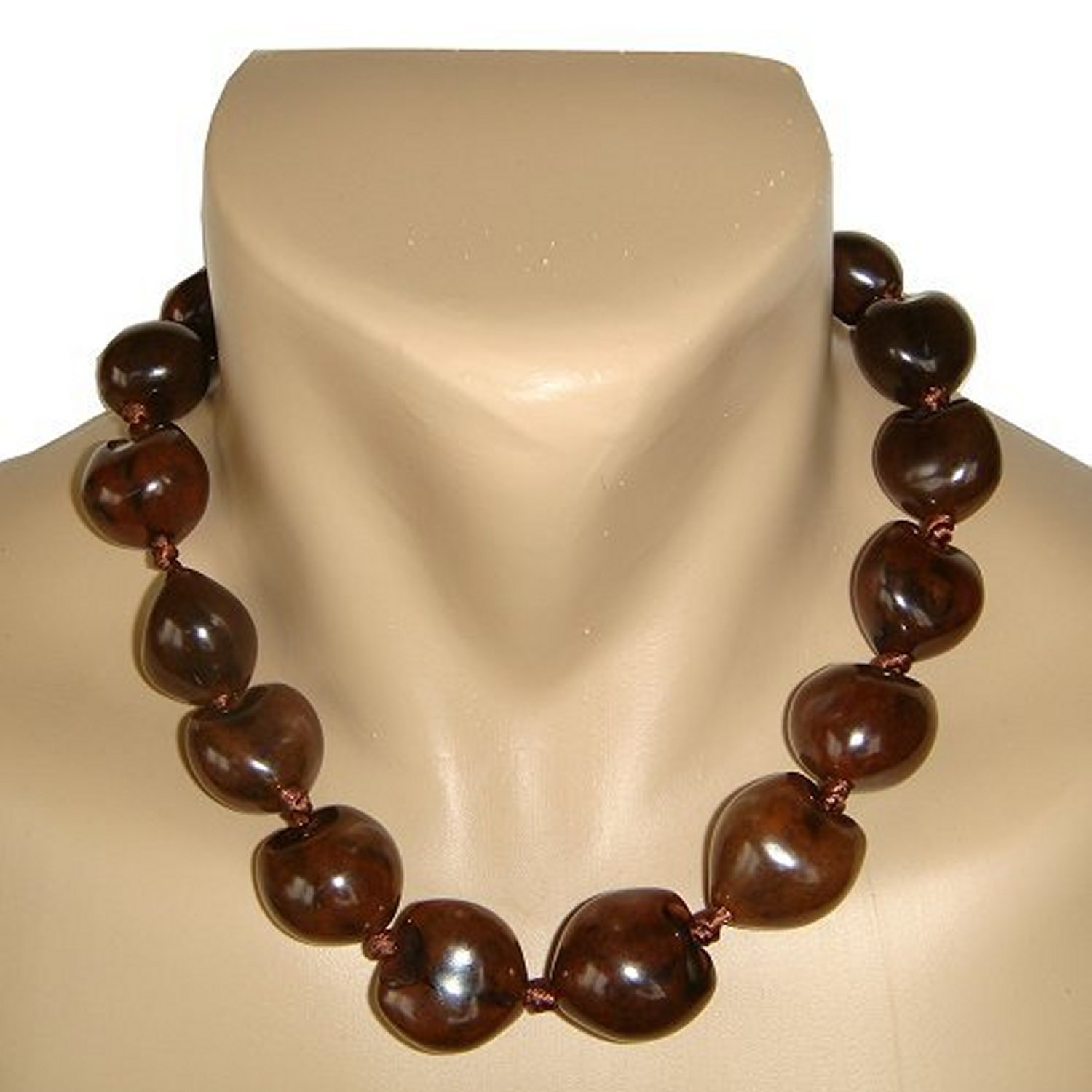 Hawaiian Brown Kukui Nut Shell 18" Choker Necklace