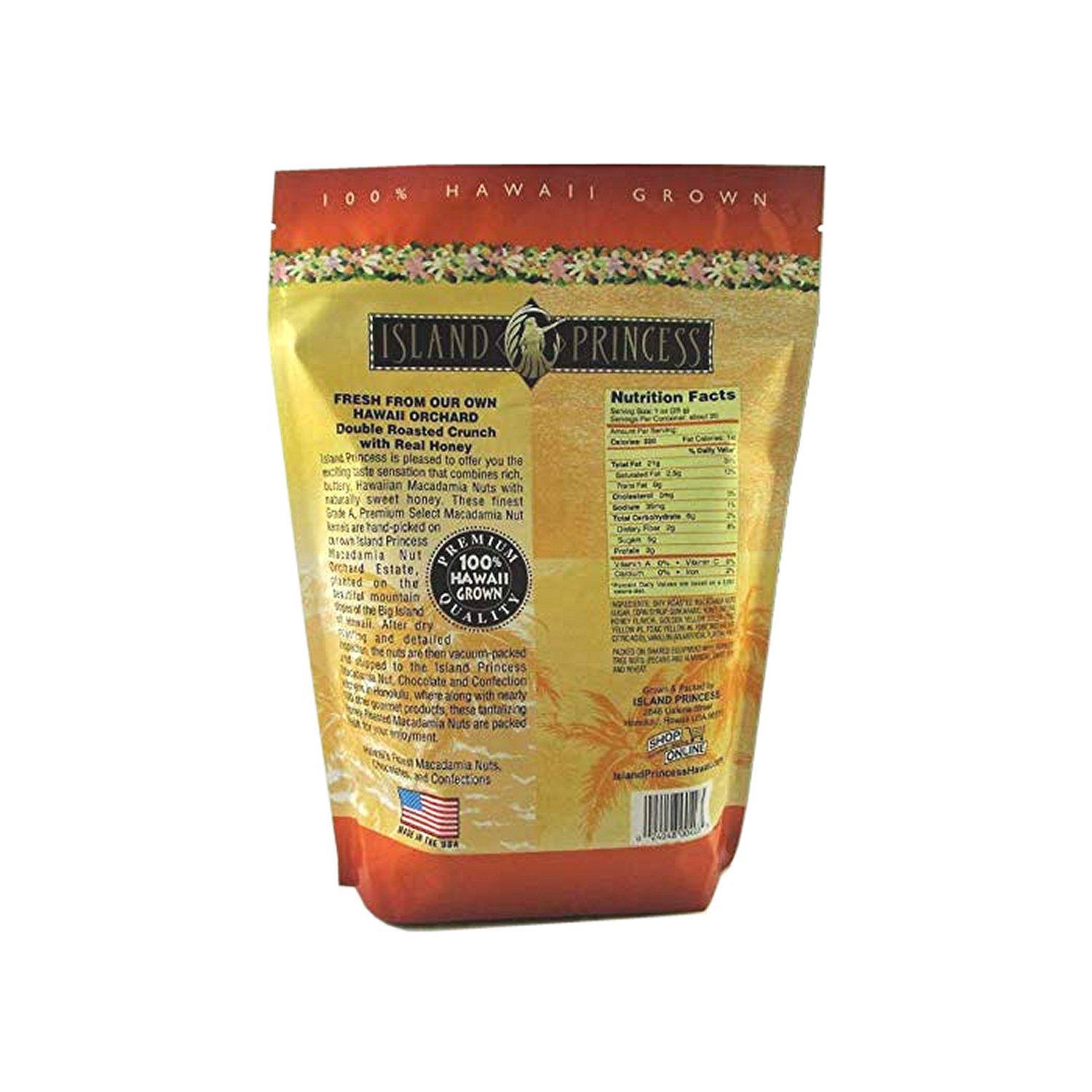 Island Princess Honey Roasted Hawaiian Macadamia Nuts 1.25 lbs from