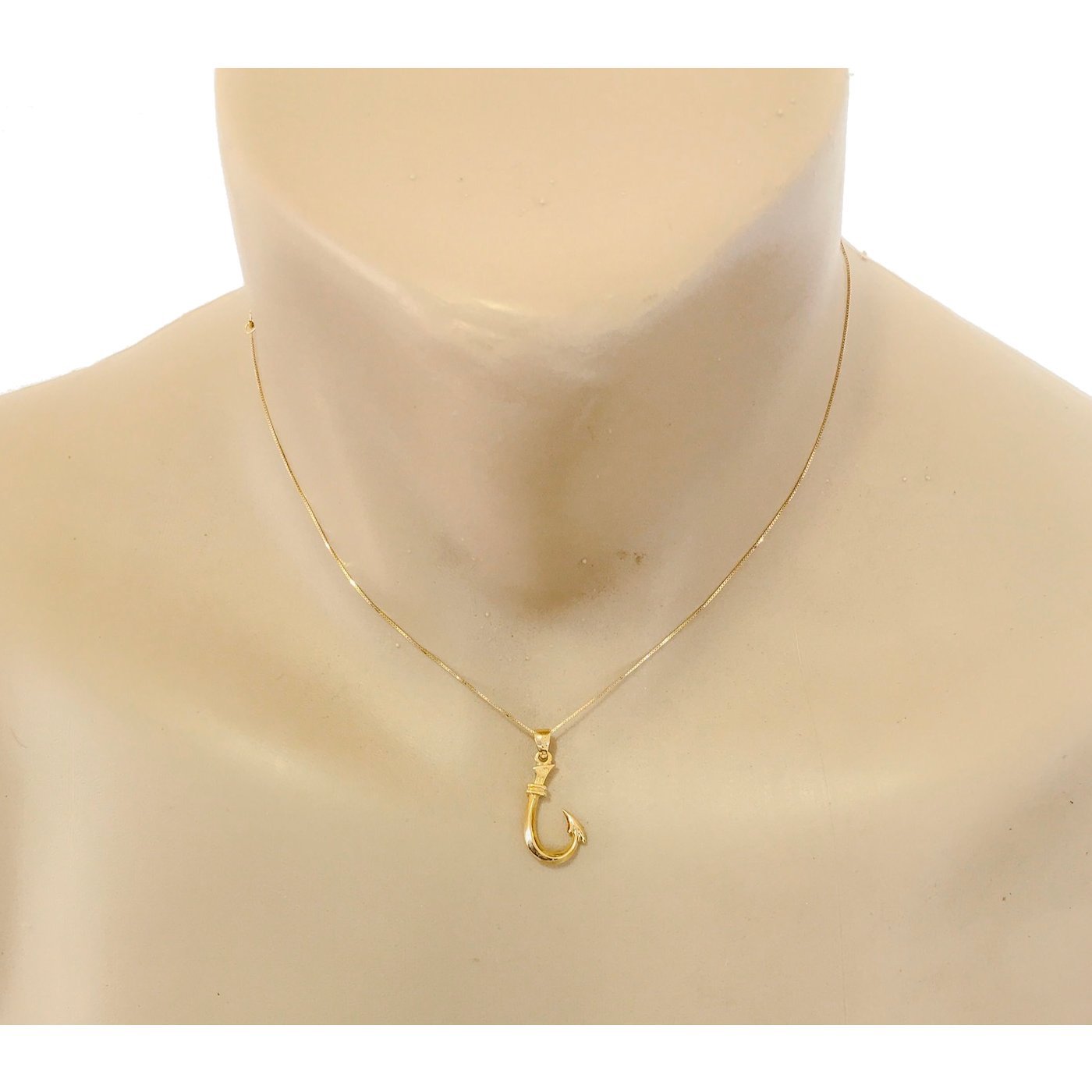 Hawaiian Jewelry 14K Gold Fish Hook Pendant from Maui, Hawaii