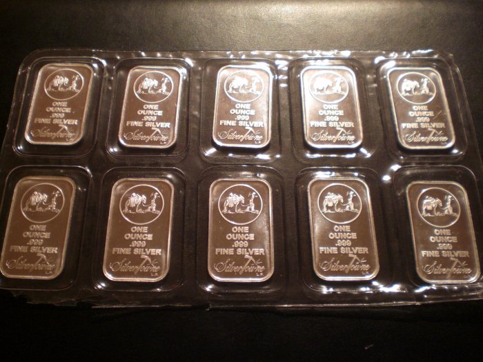 1 Ounce Silver Bars Silvertowne (10 OZ package) Bullion